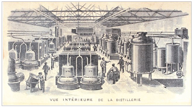 Vue intérieur de la distillerie d'absinthe Premier Fils